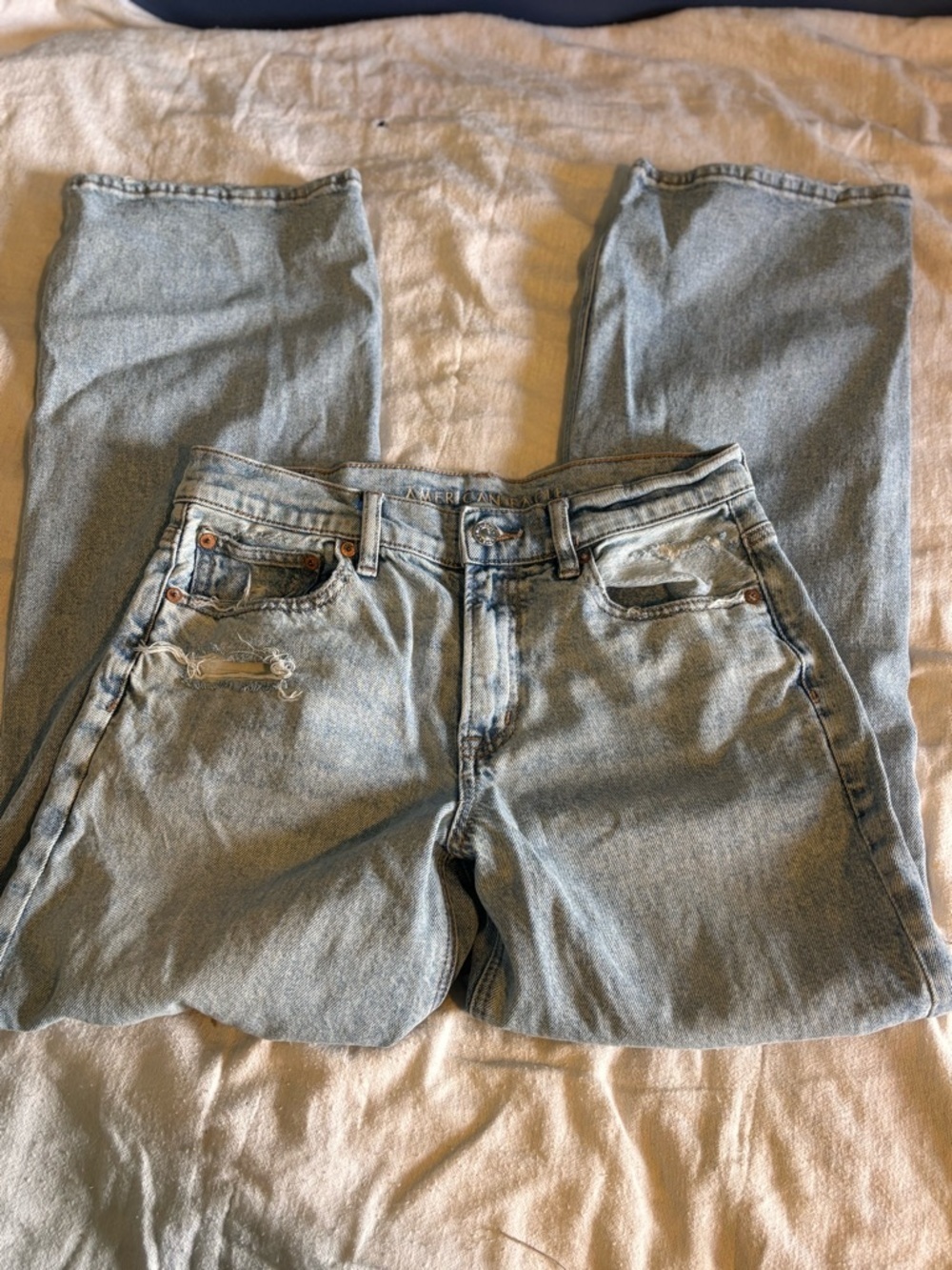 American Eagle Outfitters Stovepipe High Rise Jeans Womens 4 Regular Distressed.